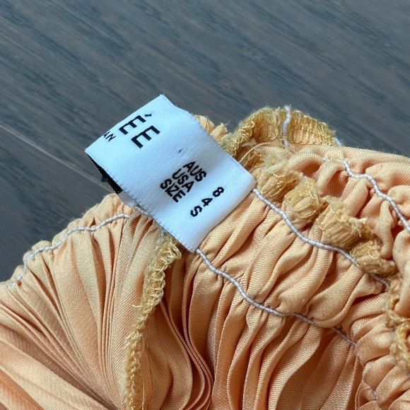 L'IDEE MAYA Yellow Gold Strapless Pleated Maxi Dress Stretch - US 4 - Picture 4 of 8